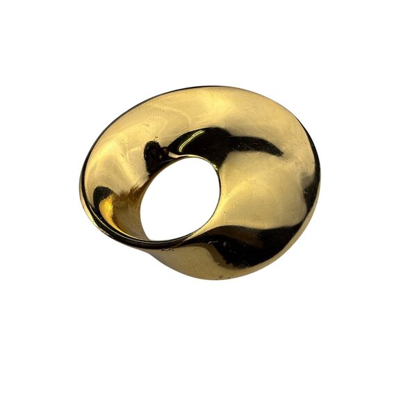 Monet Gold Tone Pin Brooch Vintage Mod Oval Abstract Design Textured Back Signed - Picture 1 of 4